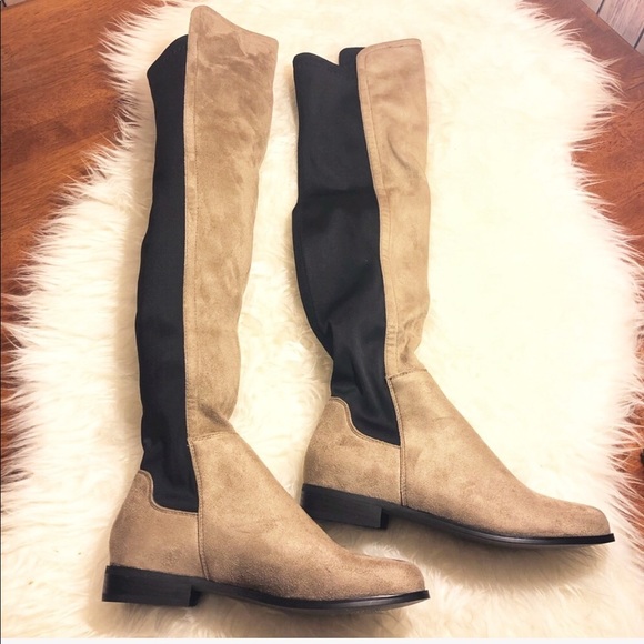 NEW Shoe’N Tale Beige Over knee stretch boots 9 - Picture 2 of 8